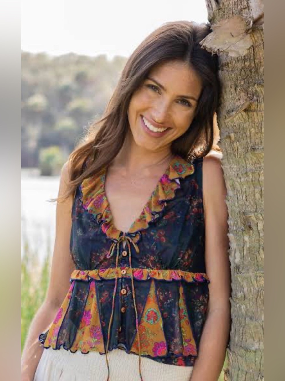 NWT Natural Life:  Sierra Ruffle Mesh Top